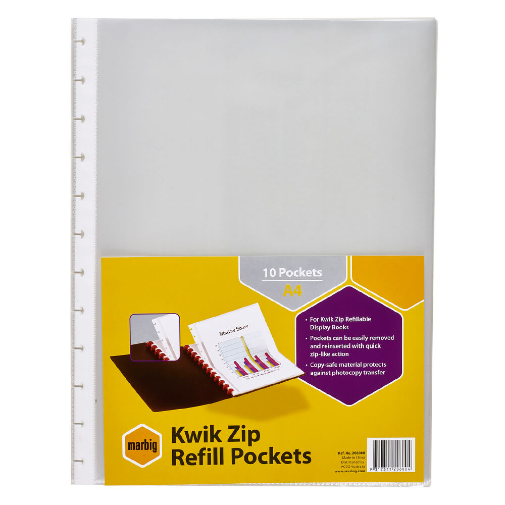 MARBIG Display Book Recharge Pockets 10pk (A4)