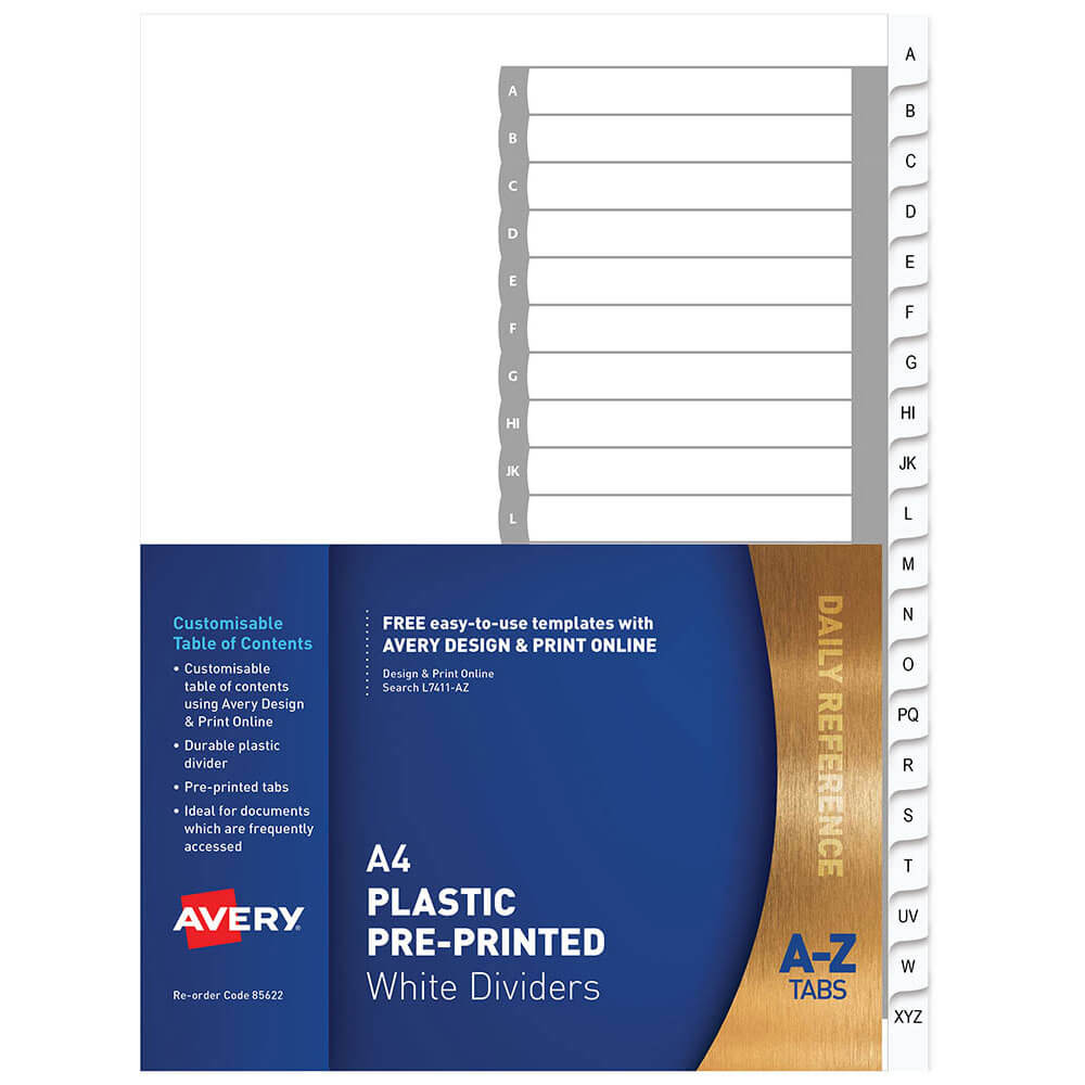 Avery Plastic Pre-printed Dividers A4 (White)