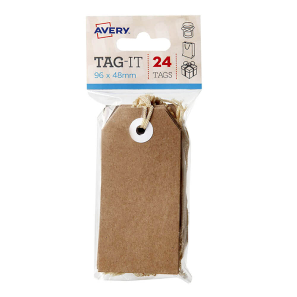 Avery -tags med streng 24pk (96x48mm)