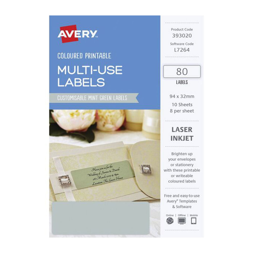 Étiquette laser rectangulaire Avery 80pcs (94x32 mm)