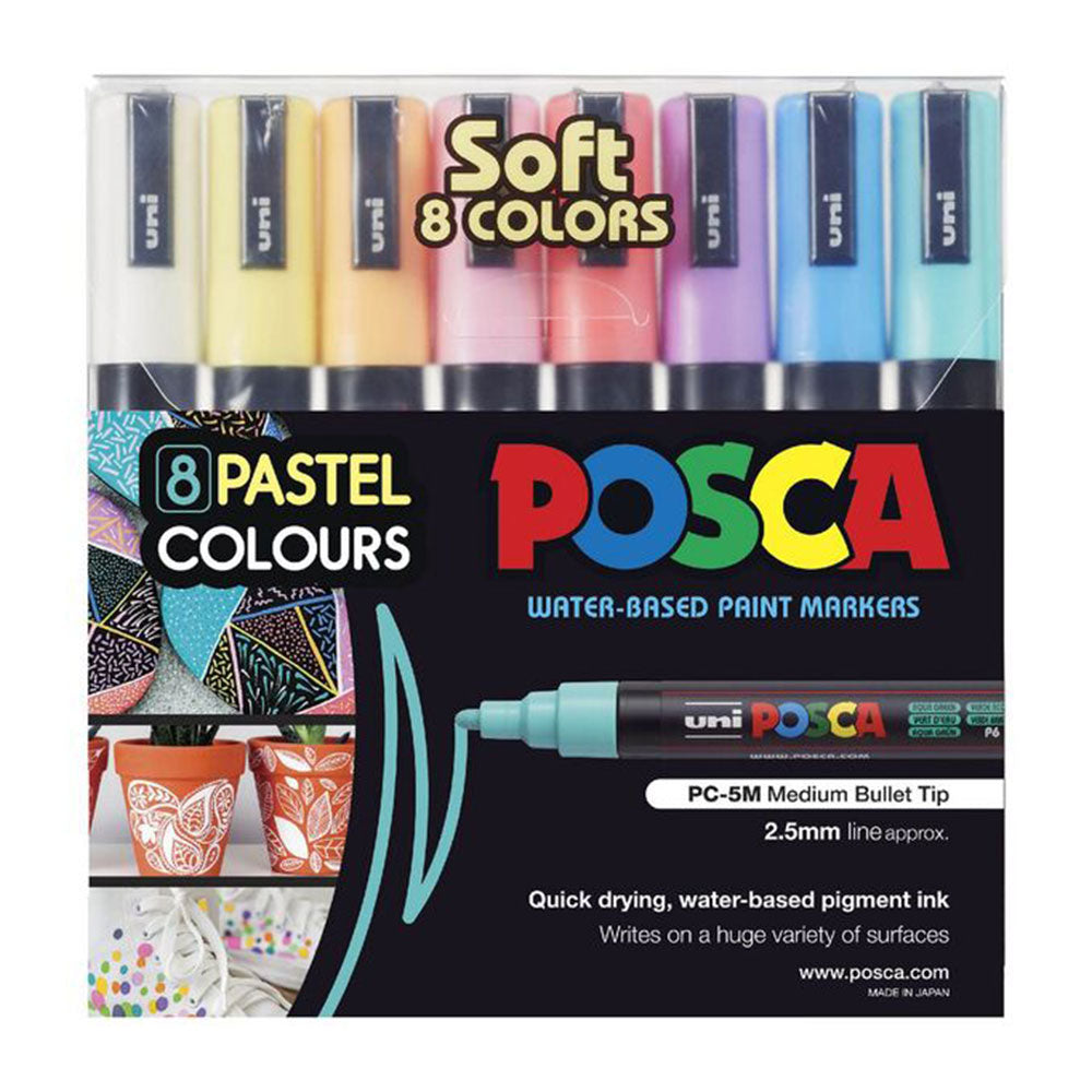 Uni Posca PC5M Bullet Tip Pastel Marker 2.5mm (Pack of 8)