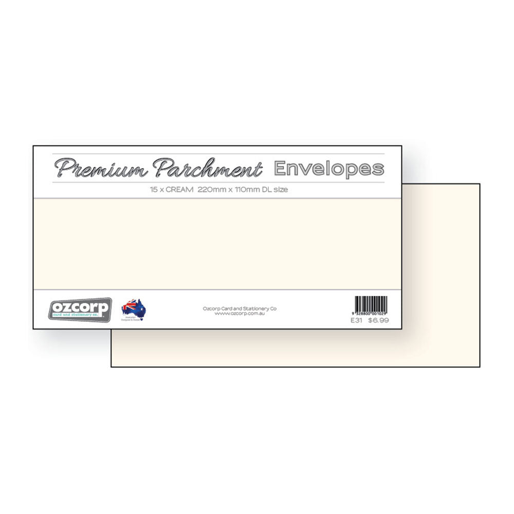 Ozcorp DL Enveloppe parchemin premium 15pcs (22x11cm)