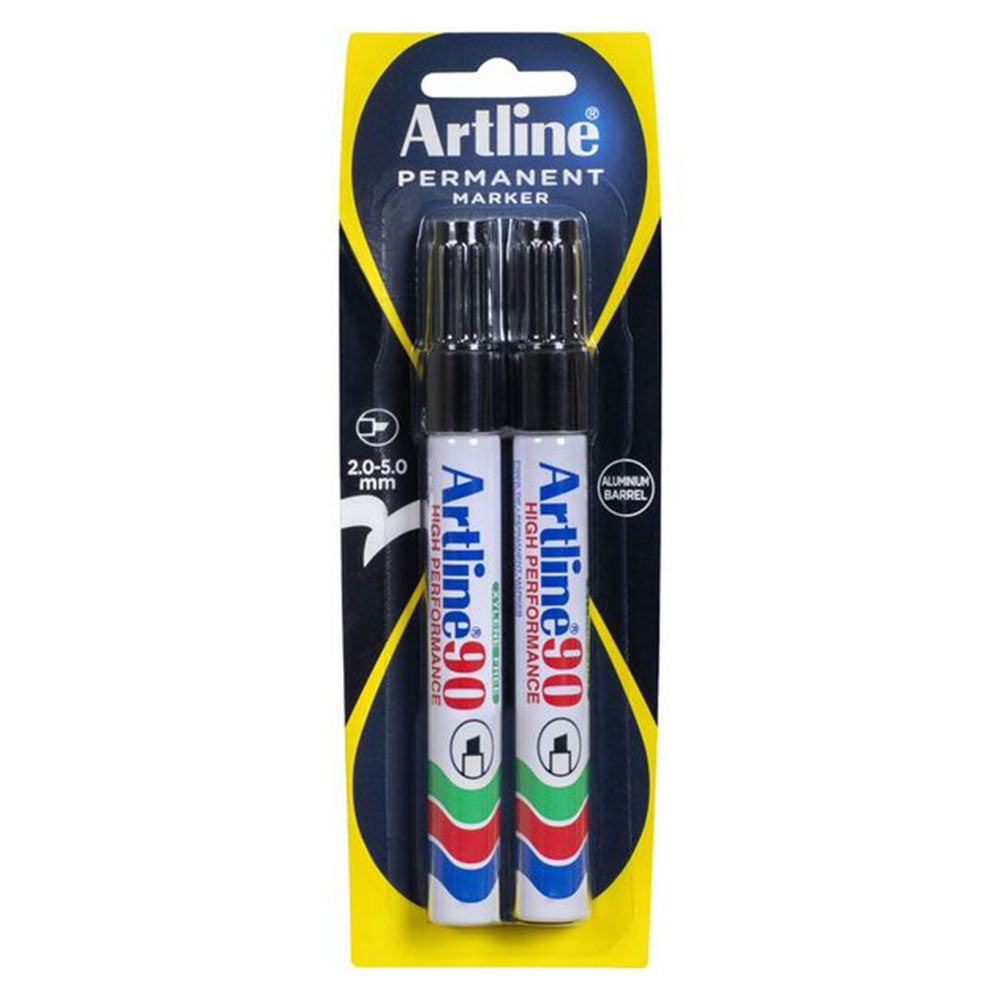 Artline 90 Chisel Nib Permanent Marker 5mm 2pcs (Black)