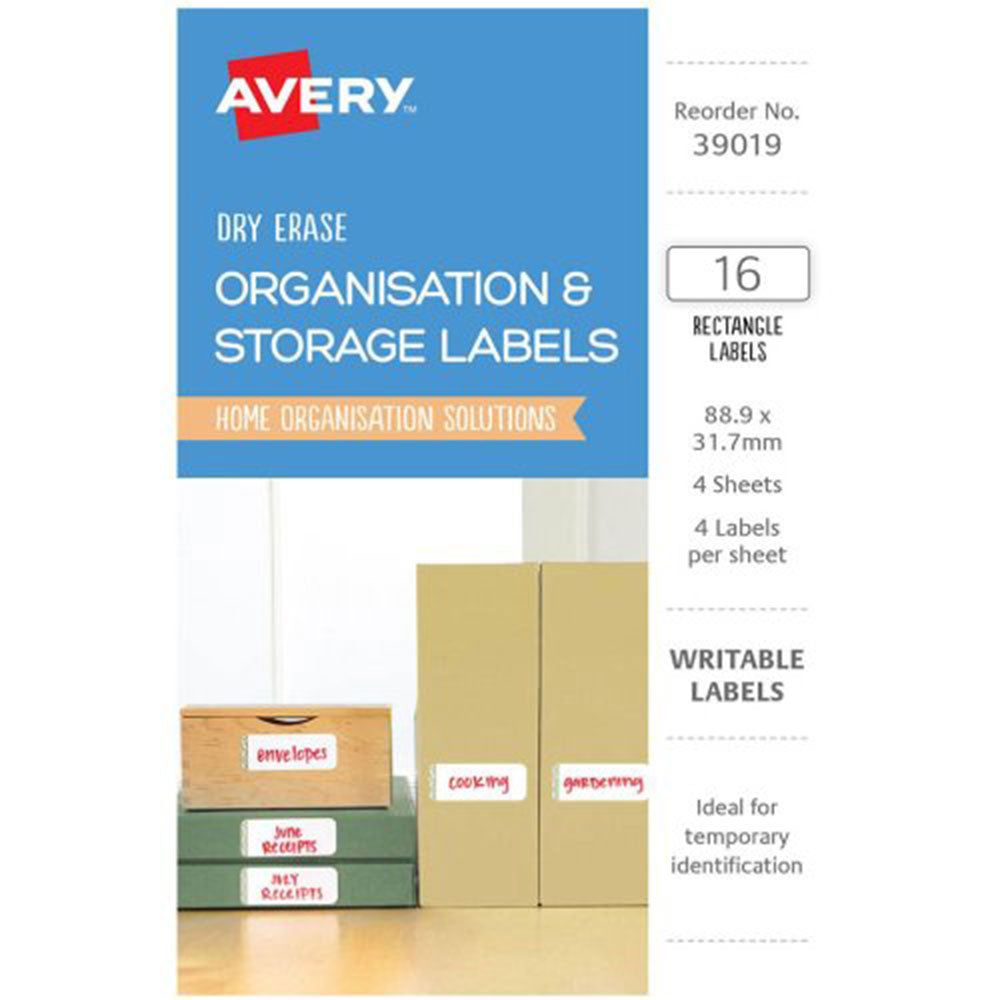 Avery wissen organiseren labels 16 -stcs (89x32 mm)