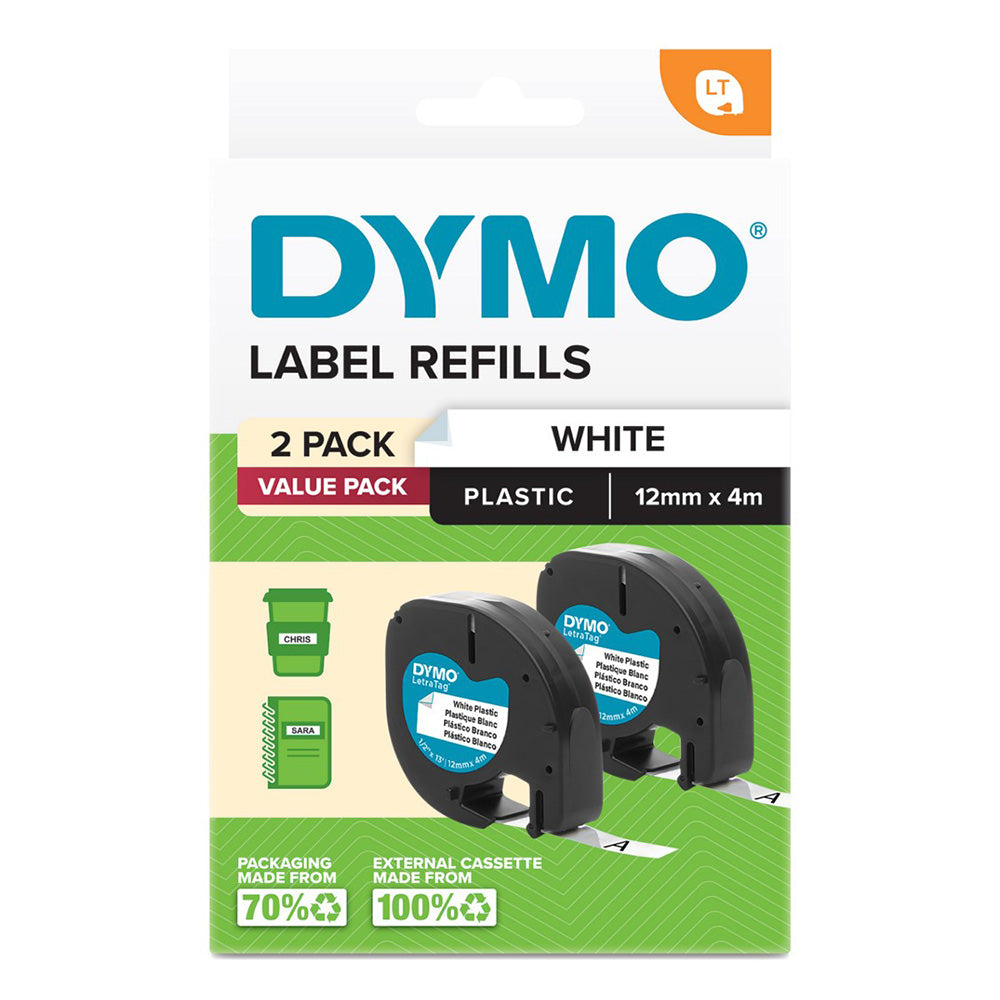 DYMO LETRATAG -KLACE BEIDE 12 x 4 mm (Packung von 2)