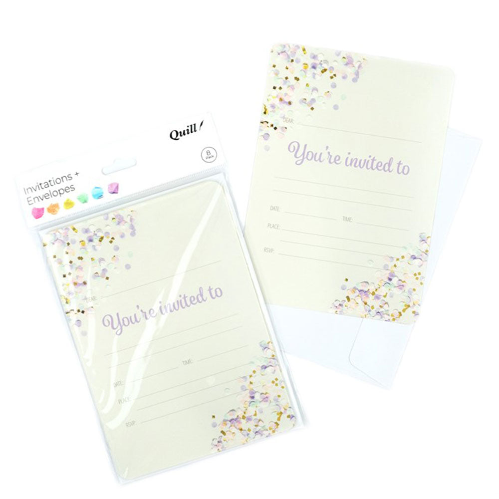 Quill Invitation Card & Convolut 25x175mm 8pk