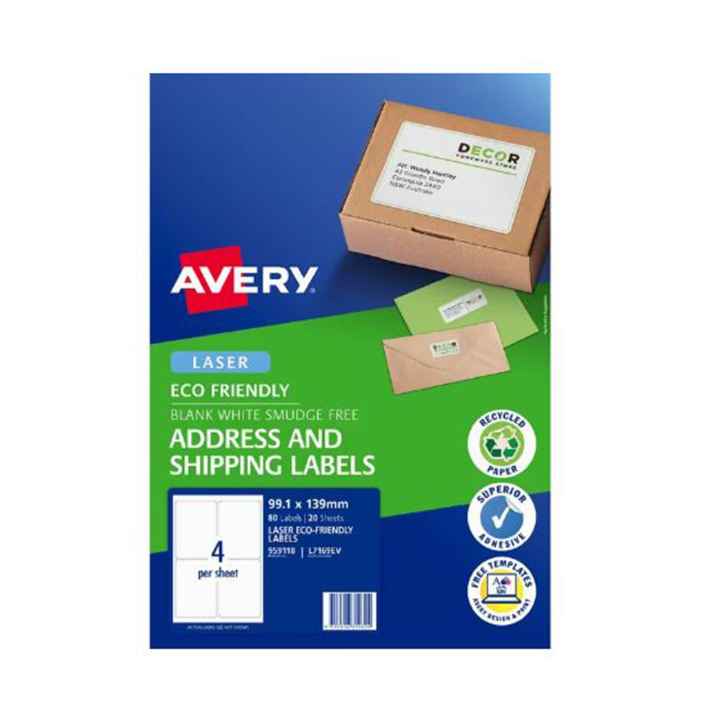 Avery Laser Eco Friendly Fraktetikett 20st