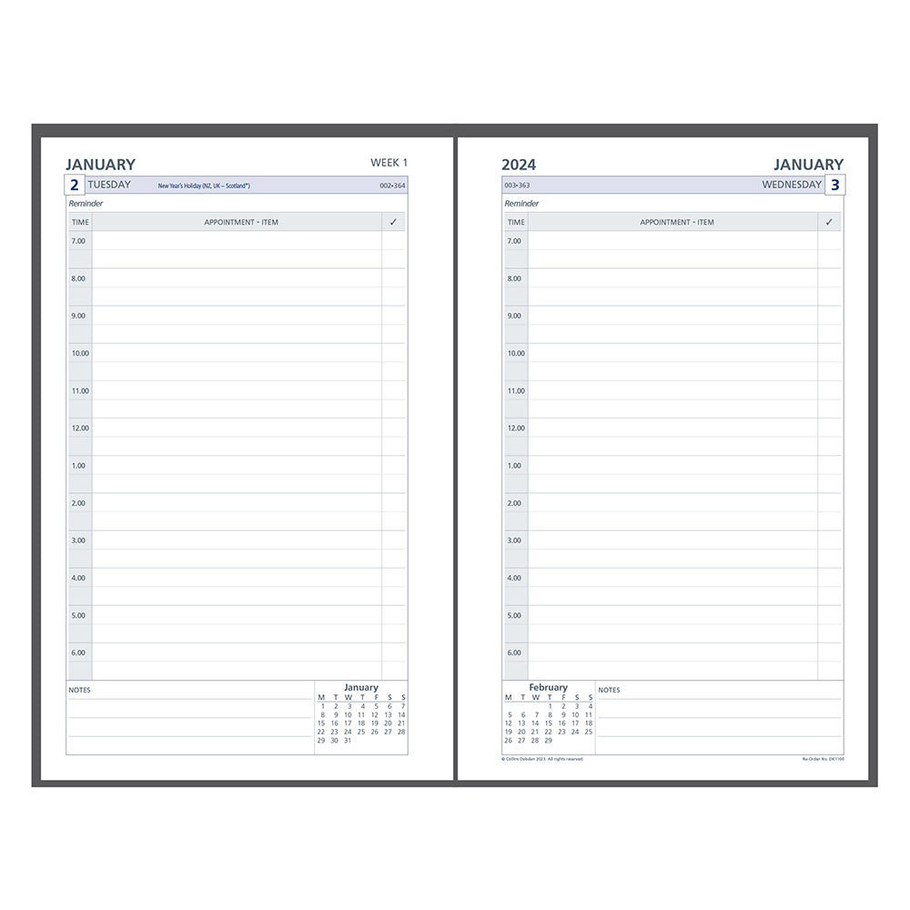 Collins Debden 7 Ring 2024 Calendar Day Planner Rebill