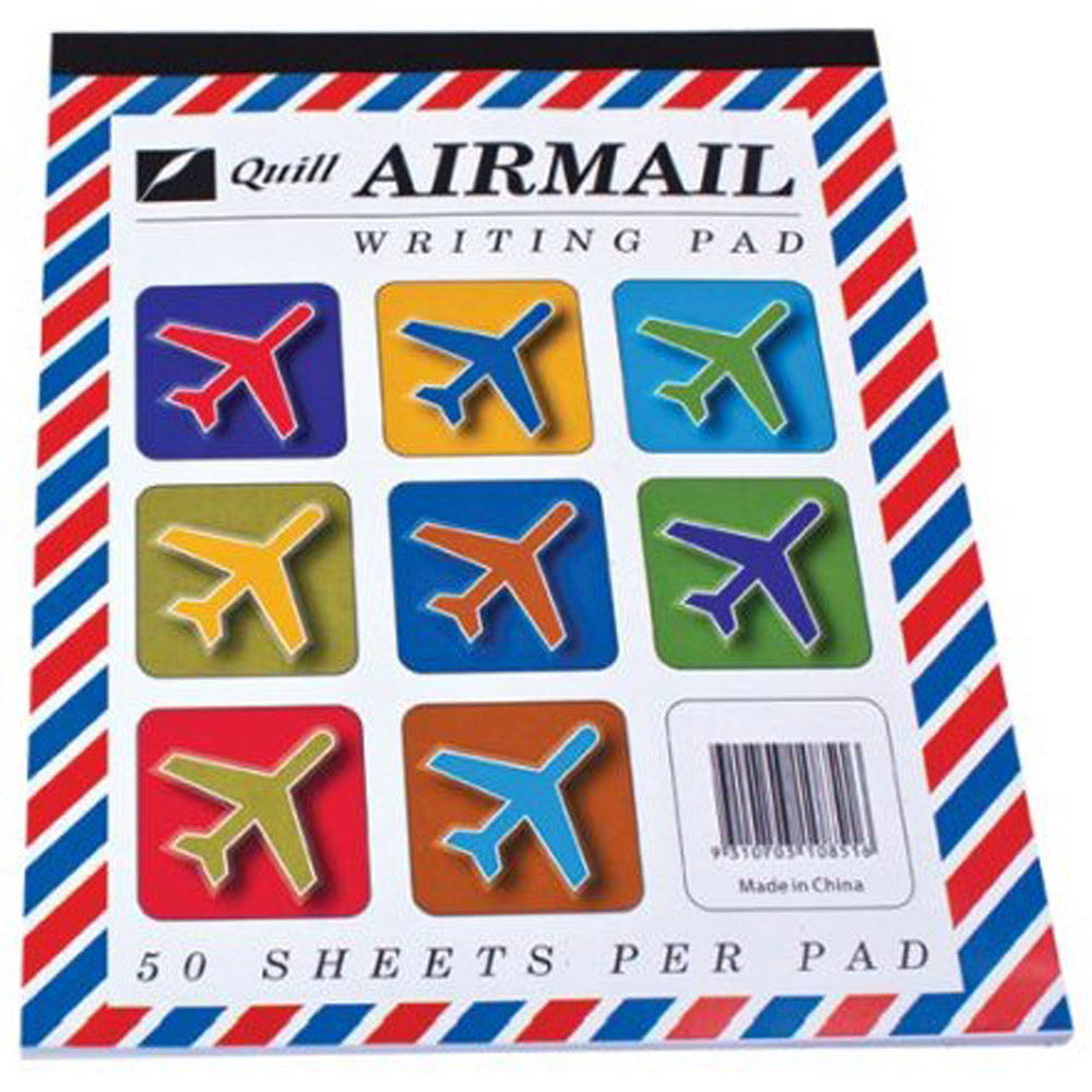 Quill Airmail 50-Leaf styrede skrivepude 10pk