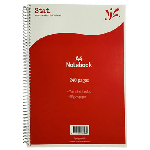 Stat Ruling Board Cover A4 Notebook 240pg (Red)