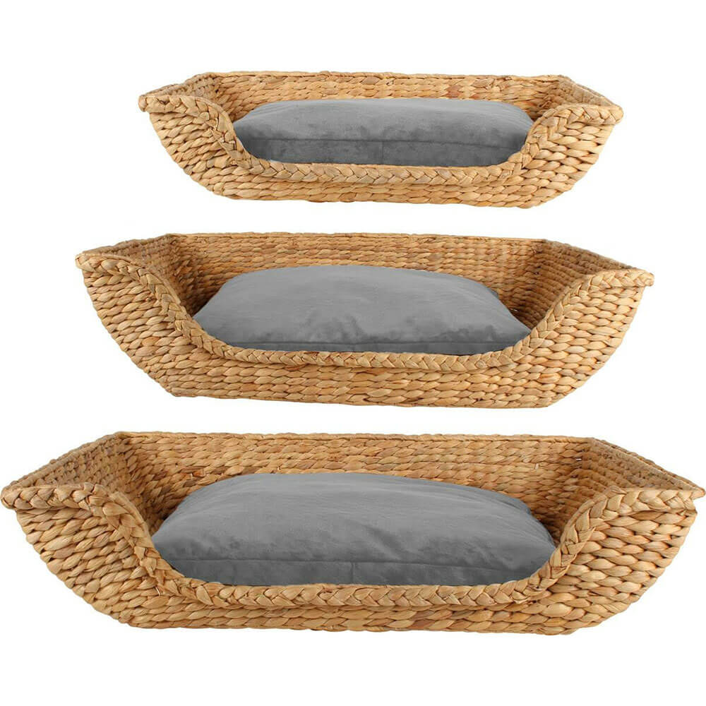 Jazz Pet Bed Rectangle Water Hyacinth Set of 3 (Lge 74x53cm)