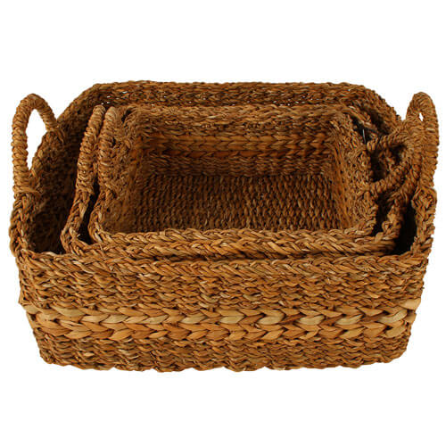 Jolene Rectangle Hogla Jute Baskets Set of 3 (Large 40x15cm)