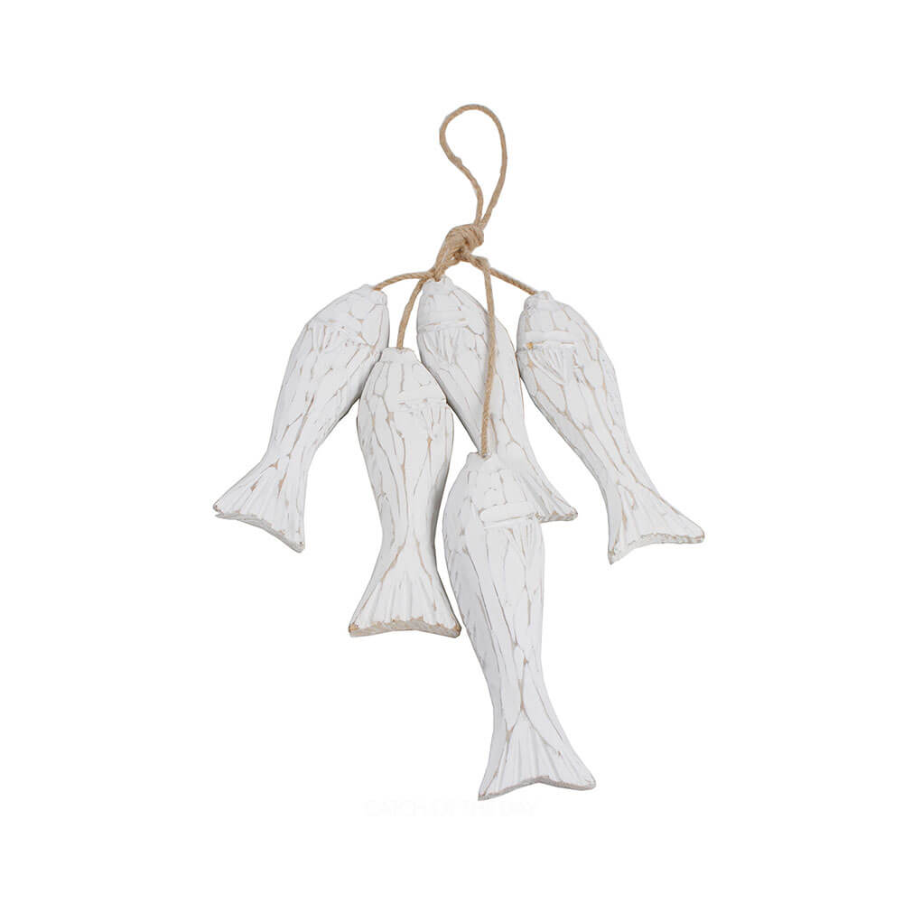 7 Seas Set of 3 Hanging White Fish Decoration (50x18x3cm)