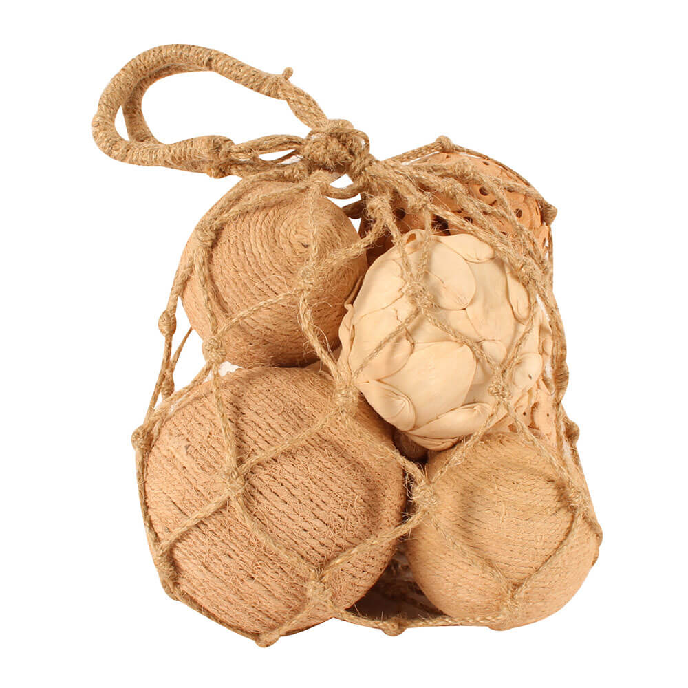 Boules mixtes en corde de jute 38 cm