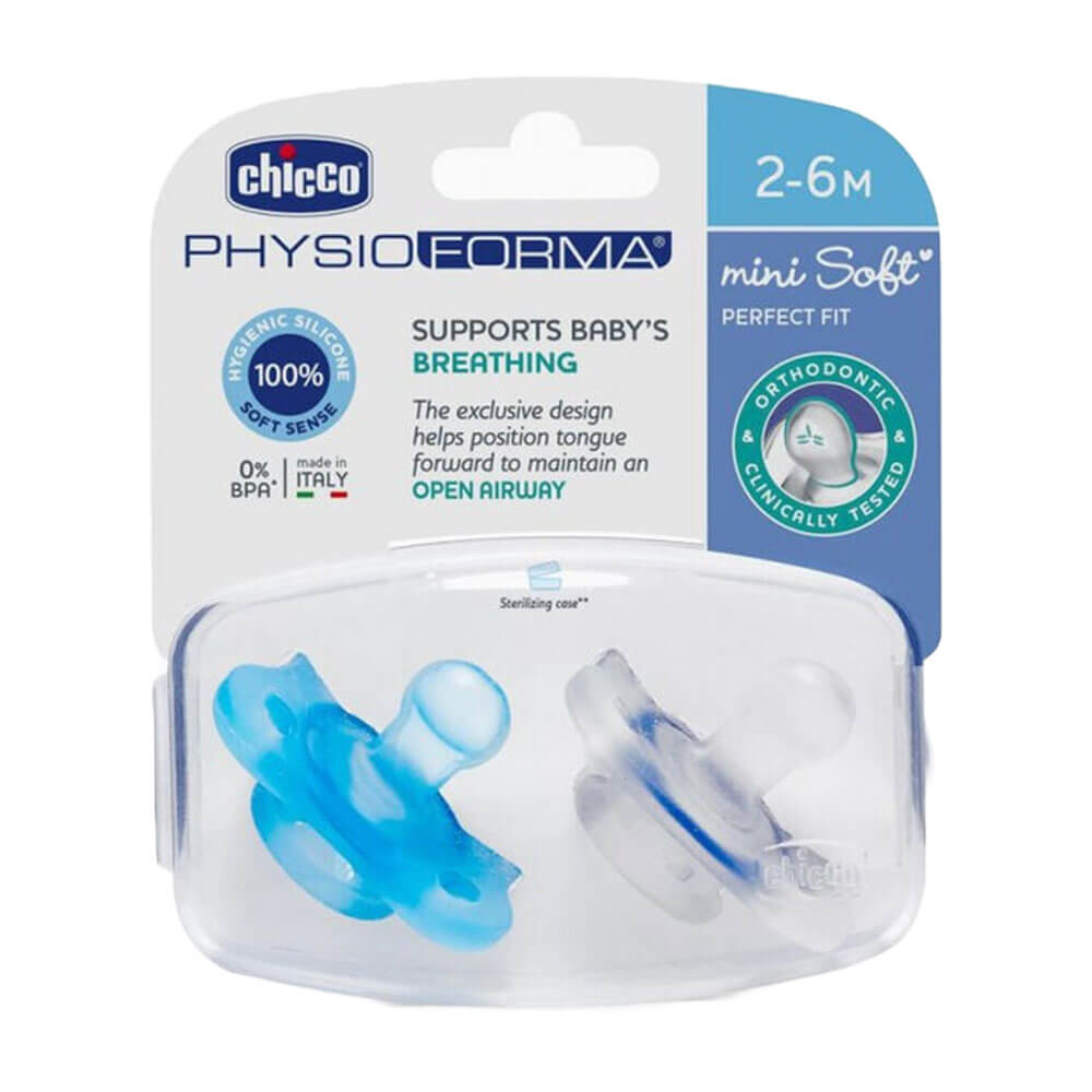 Chicco Nursing Physio Mini Soft Soother 2pcs (blå)