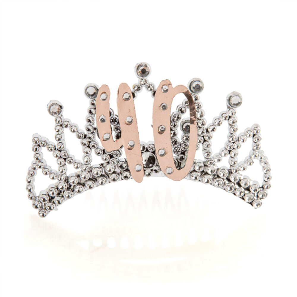 Tiara de oro rosa y plata