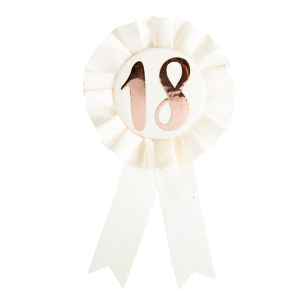 Anniversaire rose or sur l'insigne de rosette blanche