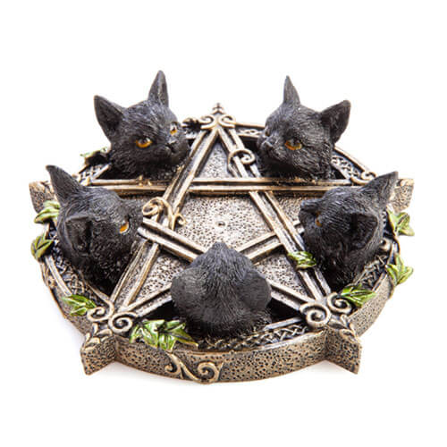 Black Cat Pentacle Incense Burner