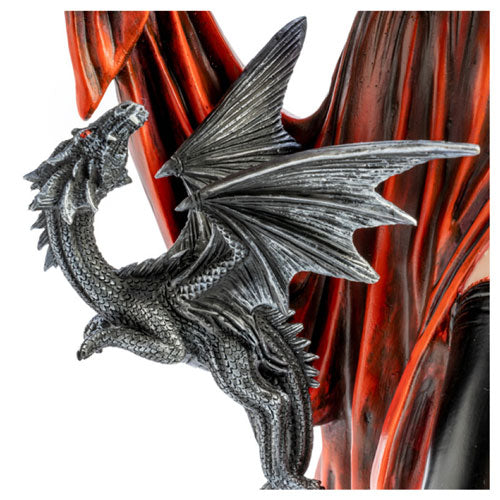 Fire Fairy with Black Dragon Figurine