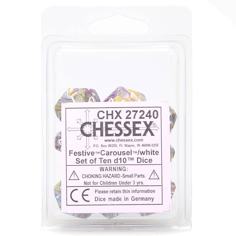 Chessex D10 Polyhedral 10-die Festlig sett