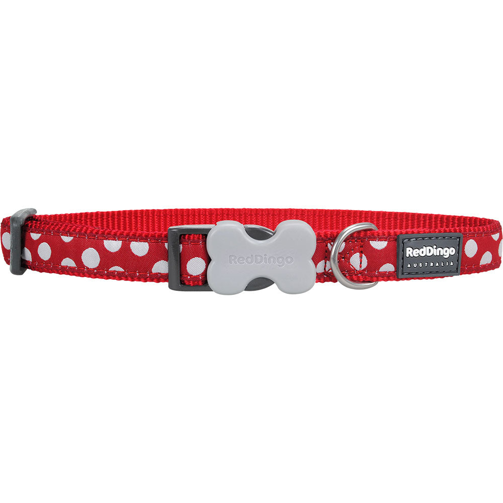 Dog Collar with White Spots on Red