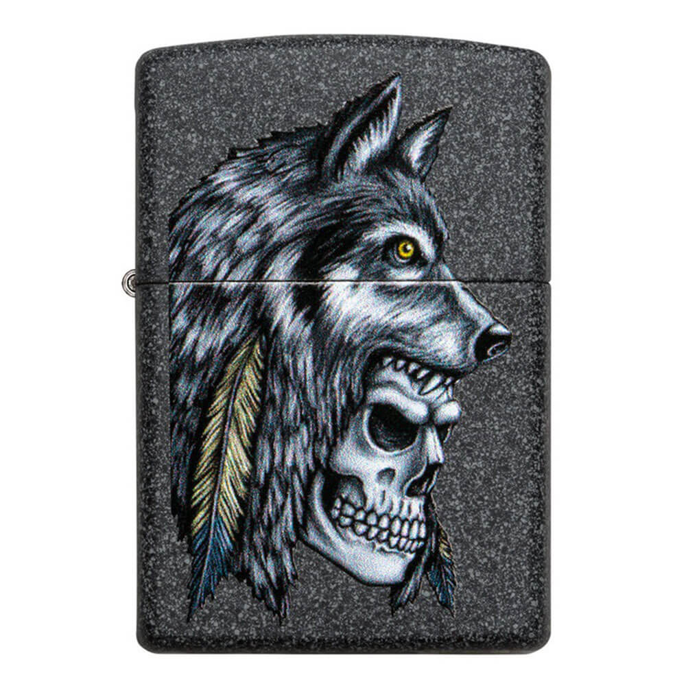 Zippo Iron Stone Wolf Skull Lighter