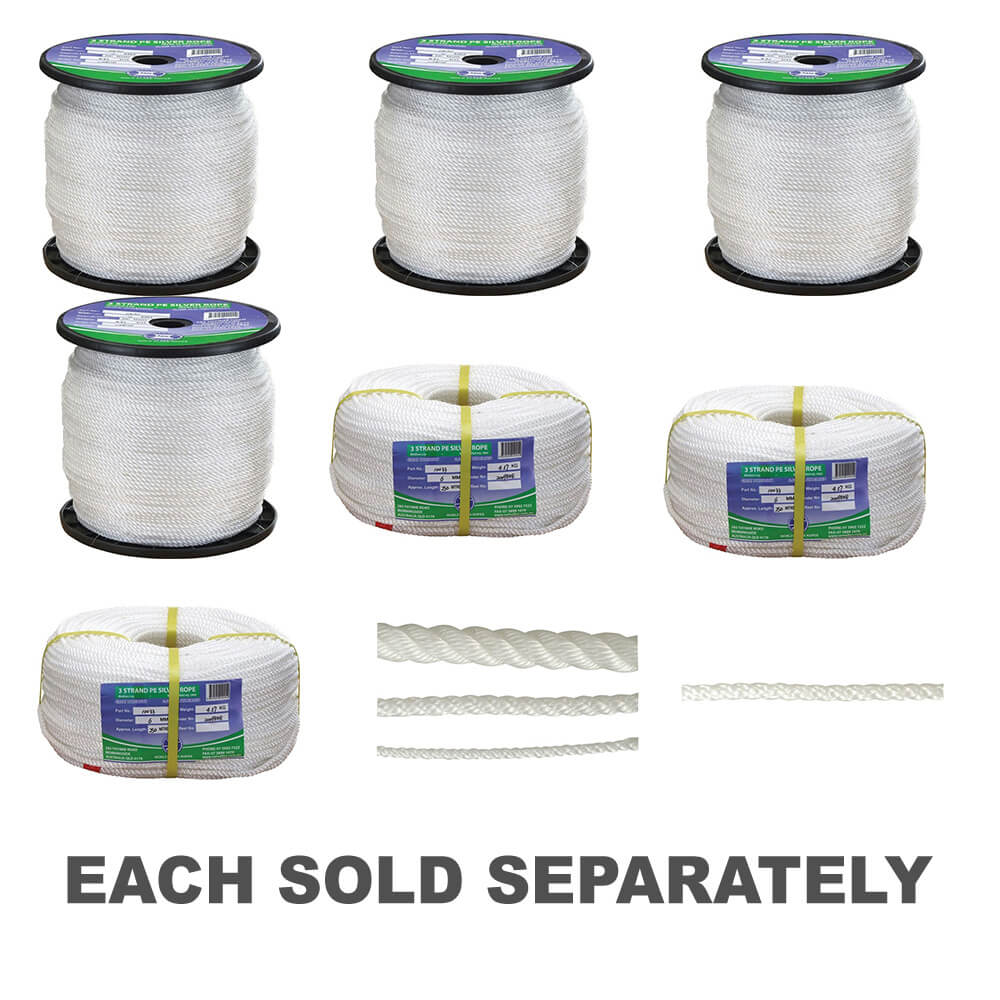 Standard Silver White Rope 100m Roll