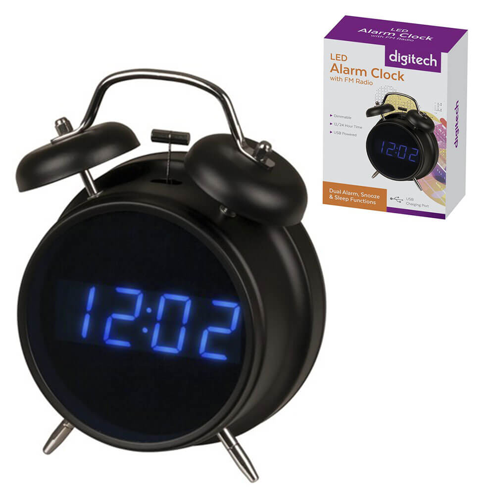 USB Powered LED Alarm Clock with FM Radio