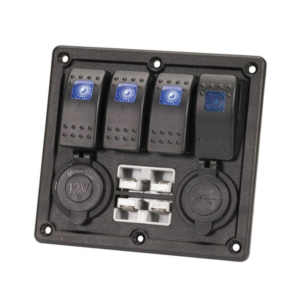 Upplyst switchpanel med USB & Battery Plugs