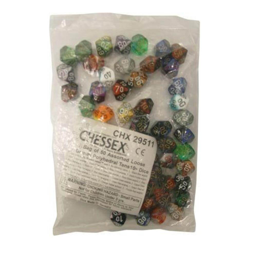 D10 Dice Dice assorti Poly (50 dés)