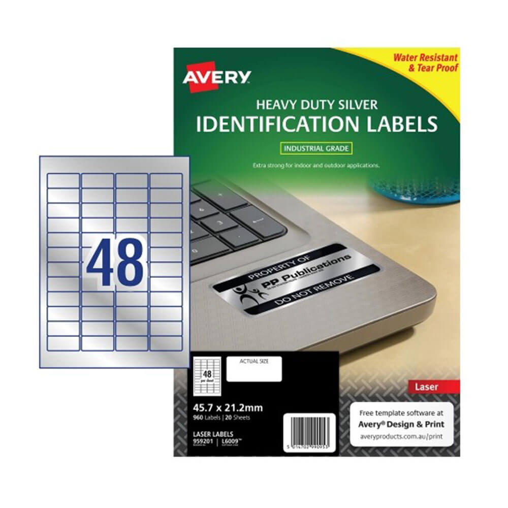 Avery zware laserlabel zilver 20 pk