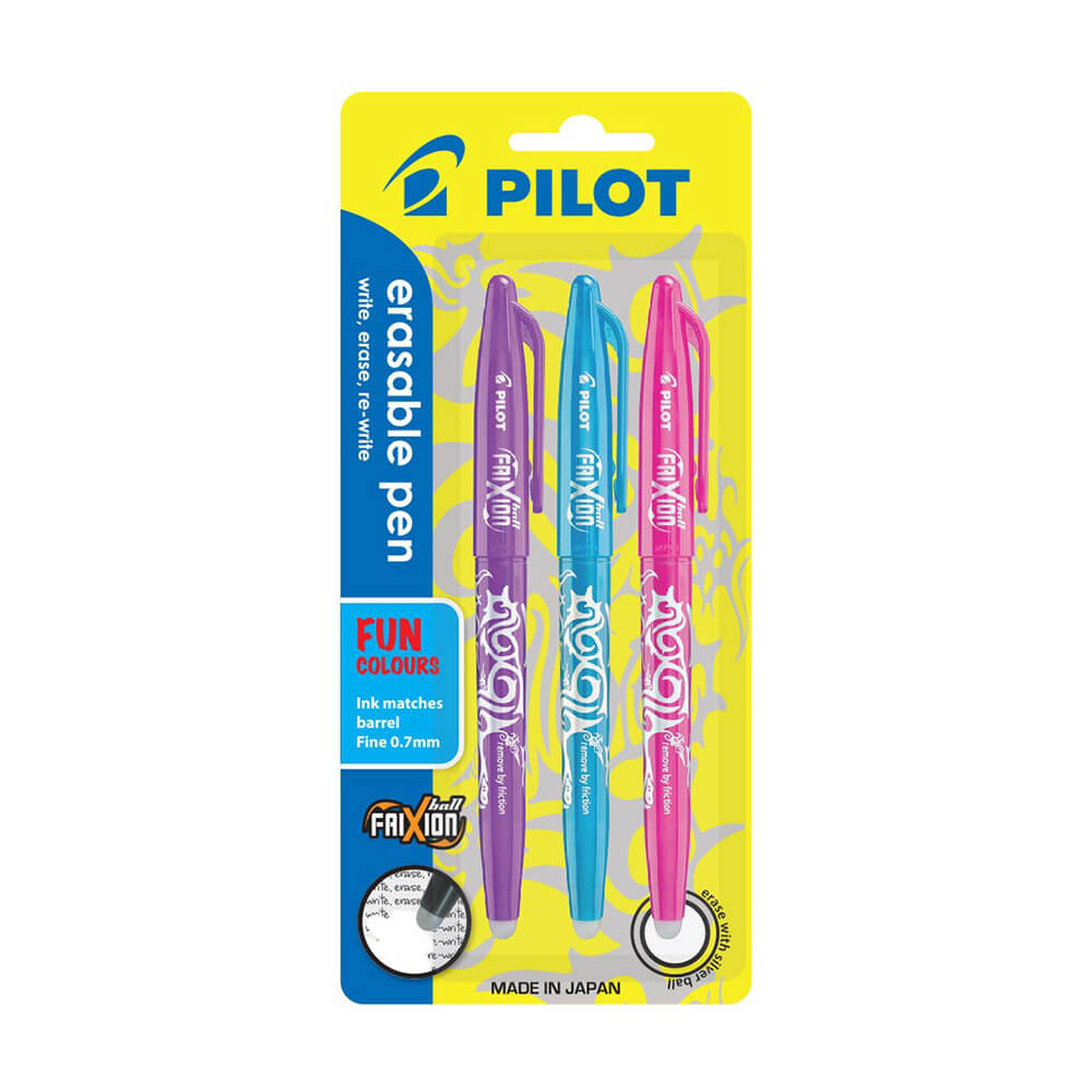 Pilote Frixion Pen Medium 1,0 mm 3pk