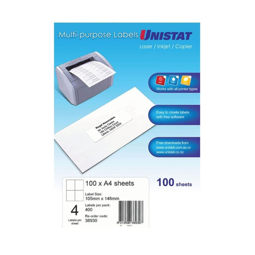 Unistat Laser/InkJet/Copiriety etykieta 100pk