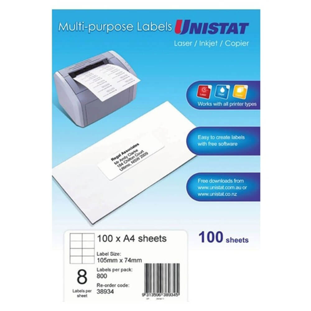 Unistat Laser/InkJet/Copiriety etykieta 100pk