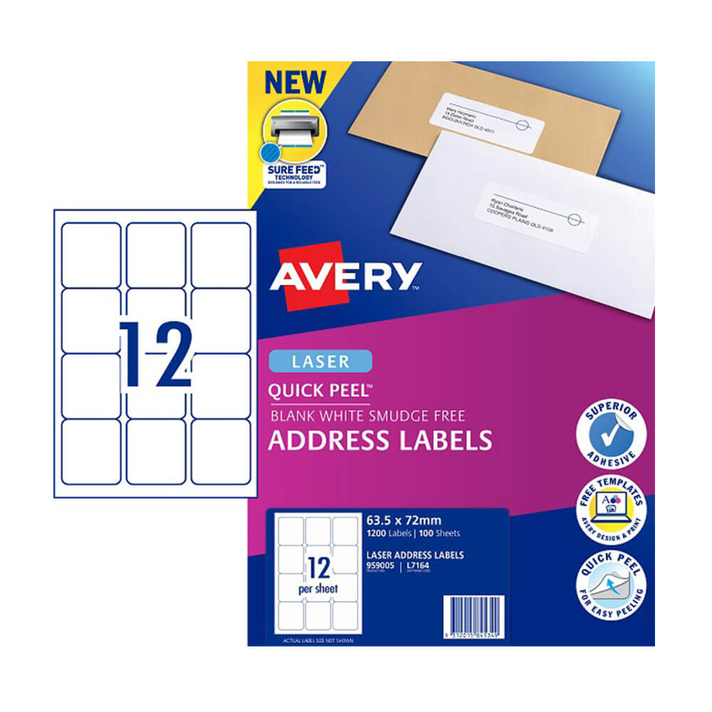 Avery Laser Address Label White (100pk)