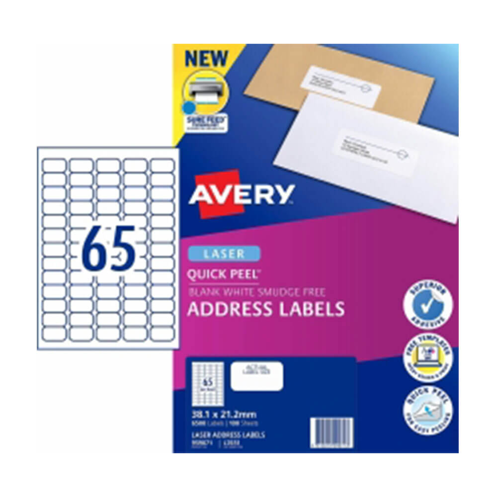 Étiquette d'adresse laser Avery blanc (100pk)