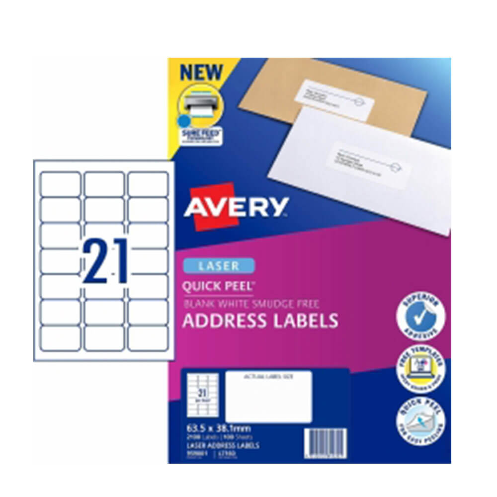 Avery Laser Address Etikett White (100pk)