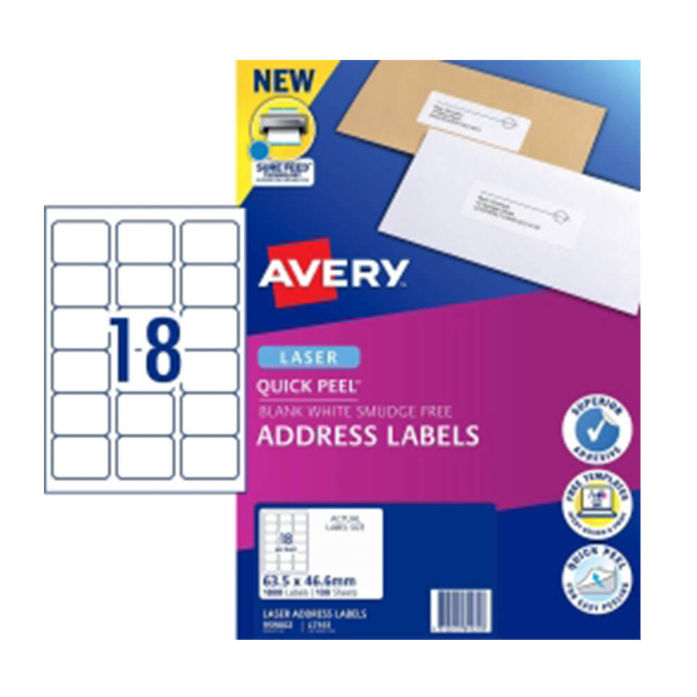 Avery laseradresse label White (100pk)