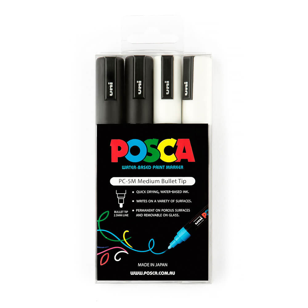 Uni Posca 2,5 mm tip marker diverse (4pk)