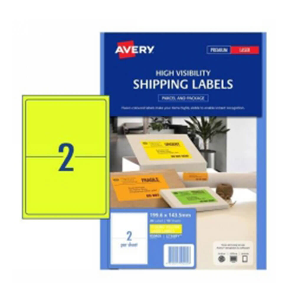 Avery High Visibility Shipping Label 10pk 2/blad