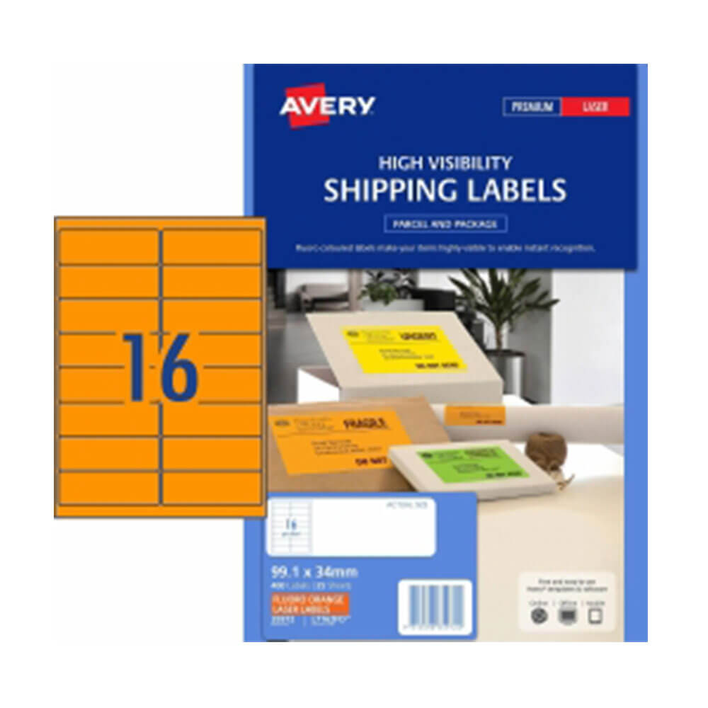 Étiquette d'expédition Avery High Visibility 25pk 16 / feuille