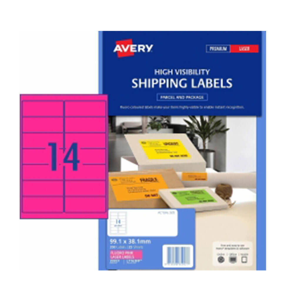 Étiquette d'expédition Avery High Visibility 25pk 14 / feuille