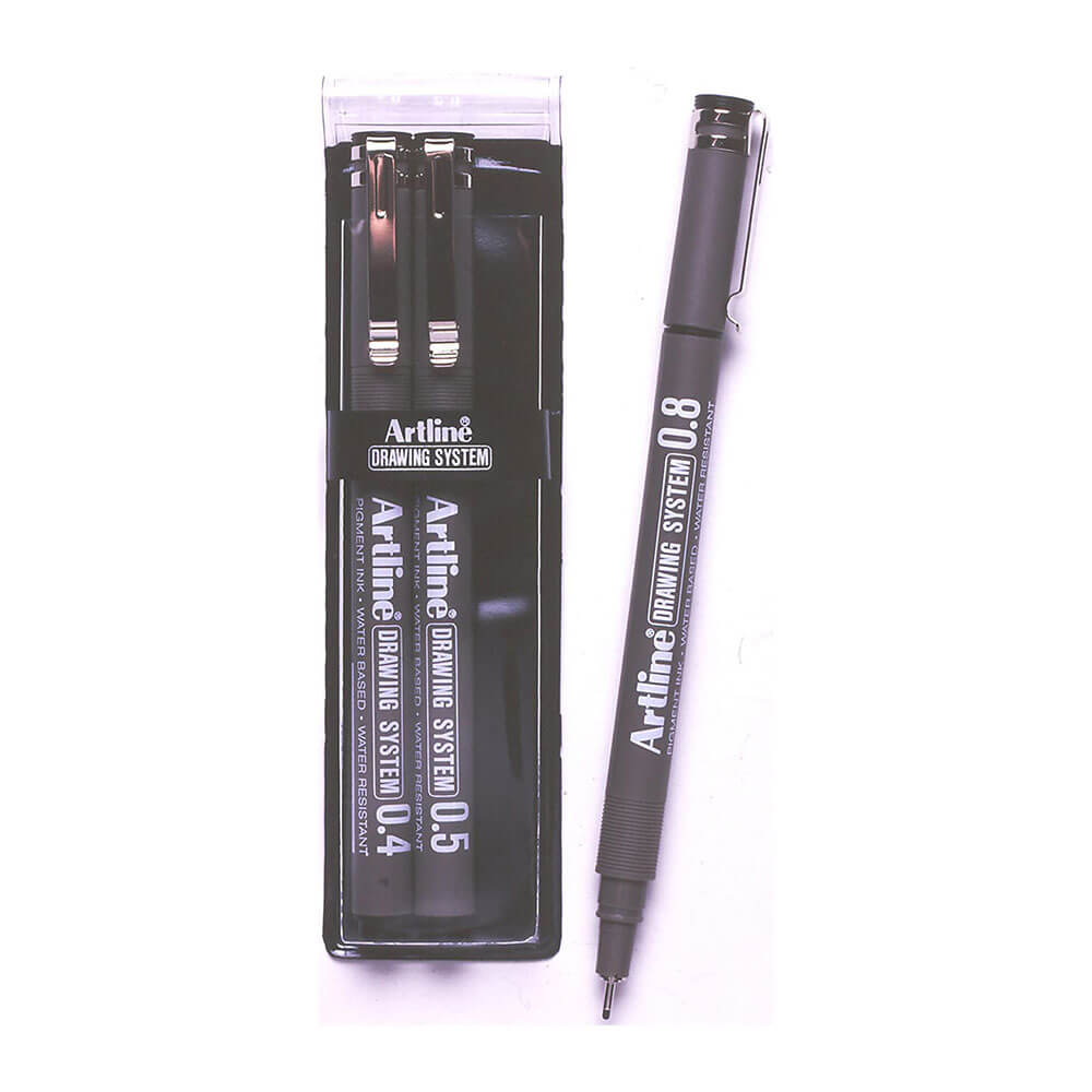 Artline Drawing System Pen Black (Wallet of 3)