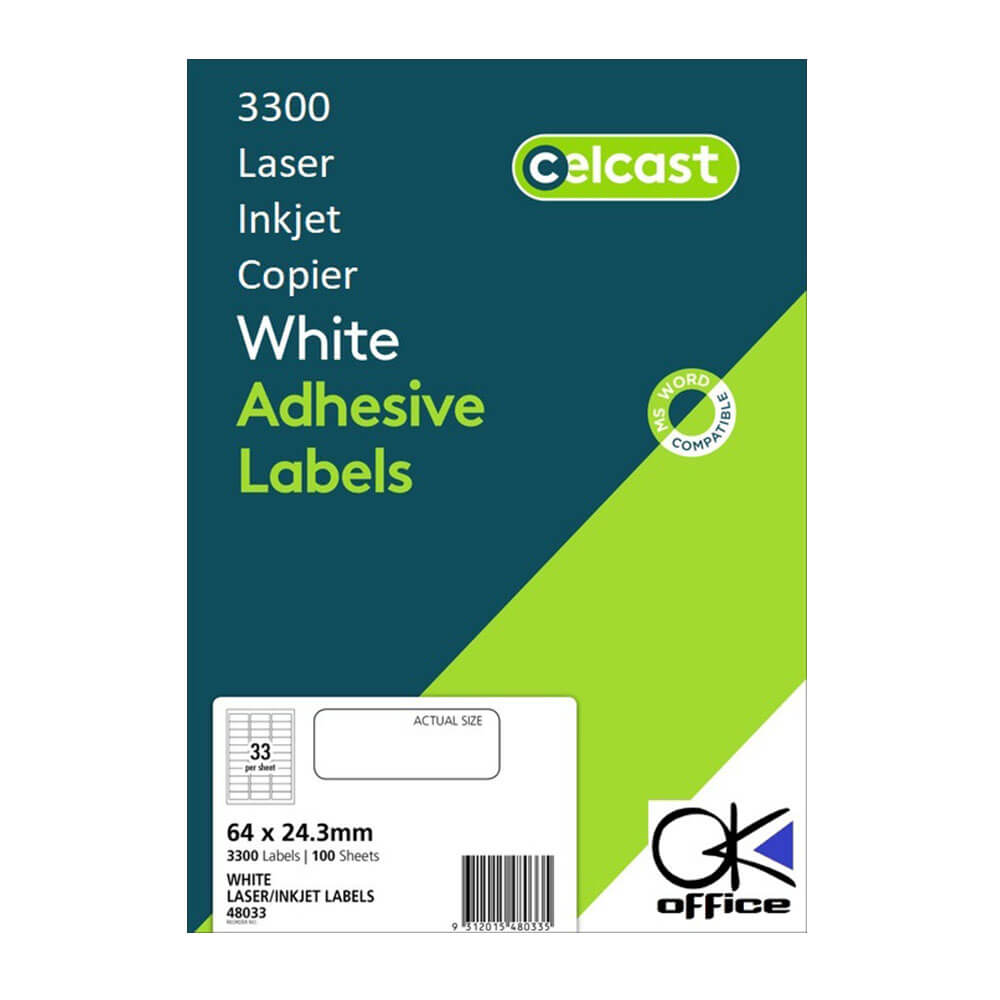 Celcast Laser/Inkjet Etichette White (100pk)