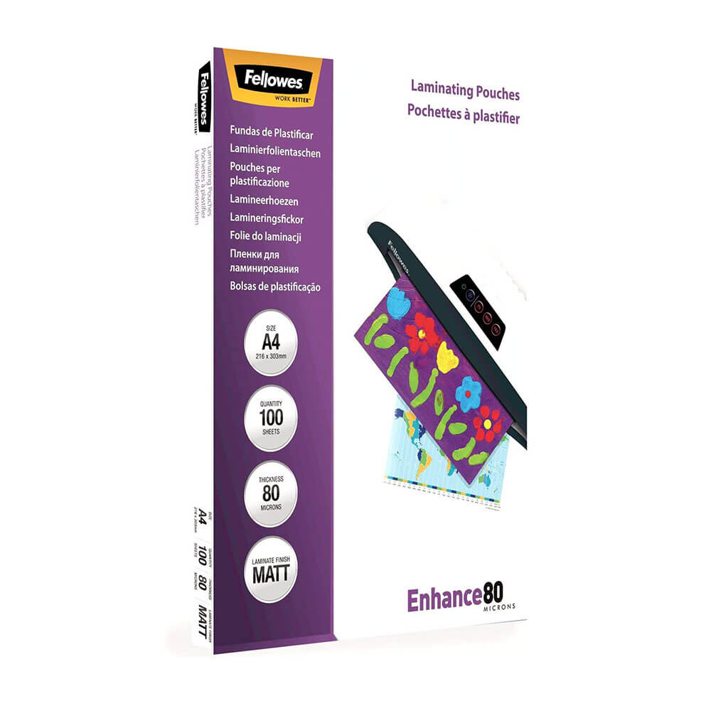 Fellowes Laminating Pouches 80 Micron A4 100pk