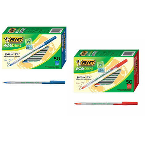 Bic Ecolutions Round Stic Ballpoint Pen 1.0mm 50pk