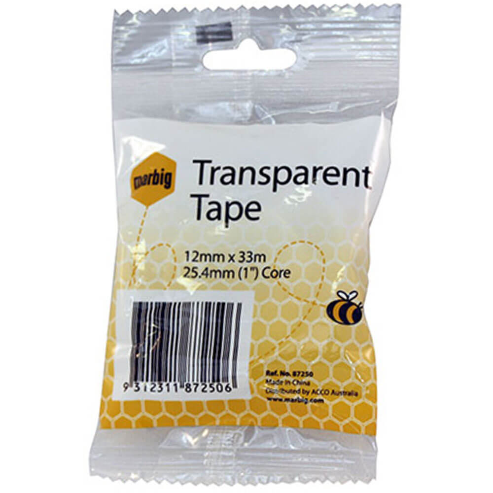 Marbig Tape 25,4 mm kerne (gennemsigtig)