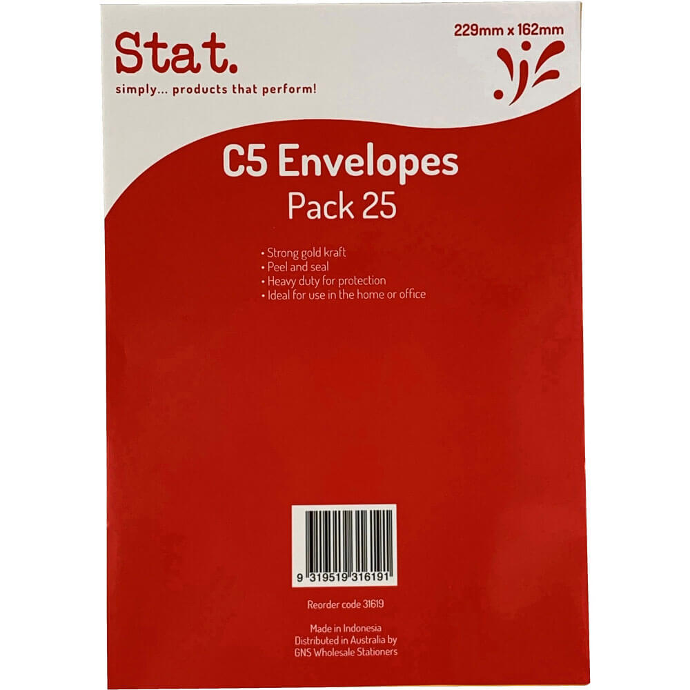 Envelope STAT PEAL & SEAL 25PK (Kraft)