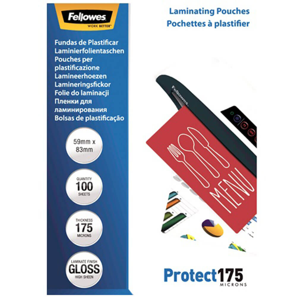 Bolsas de laminação com Fellowes 175 Micron (100pk)