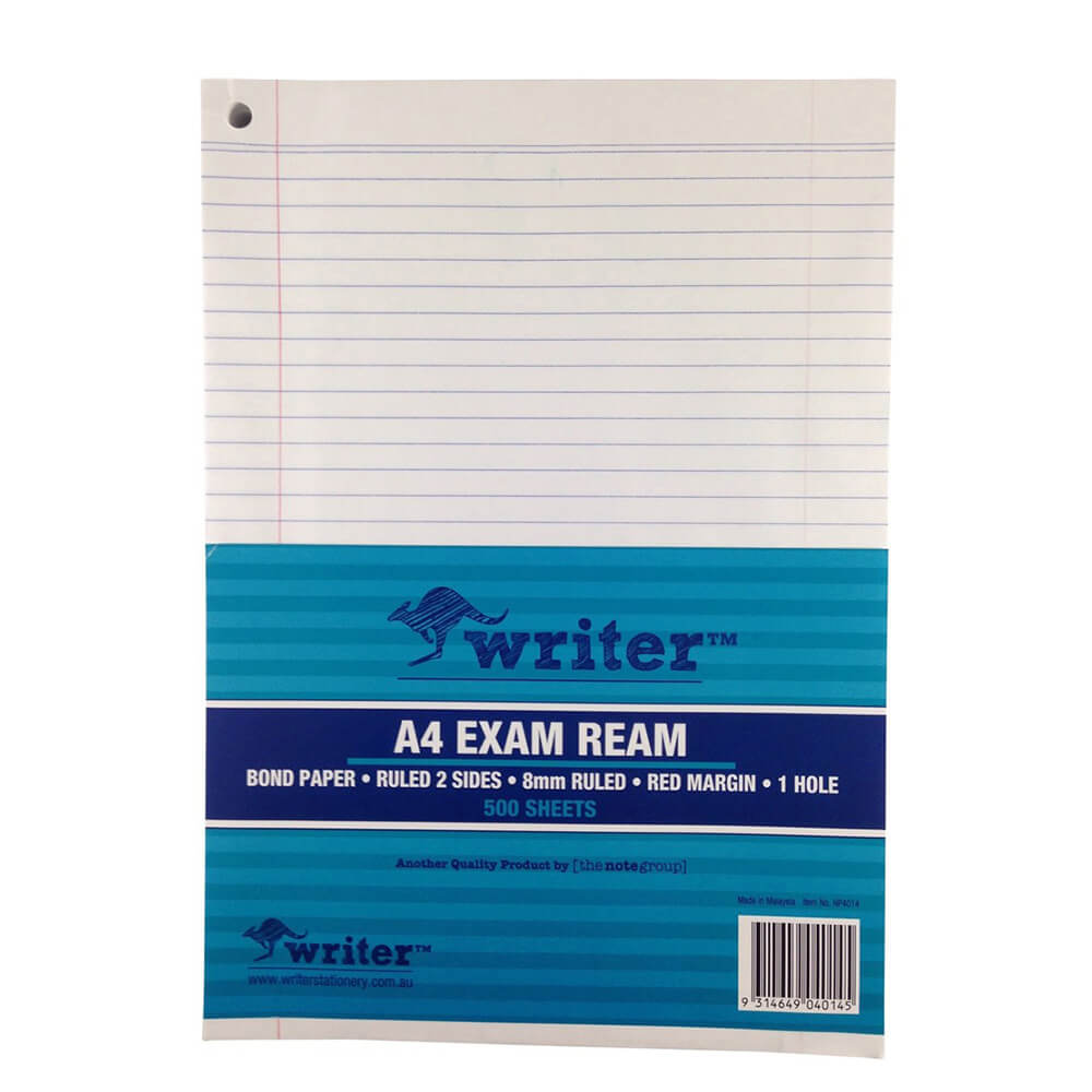 Writer A4 8mm REGLED Exam Paper W/ Margin (55GSM)